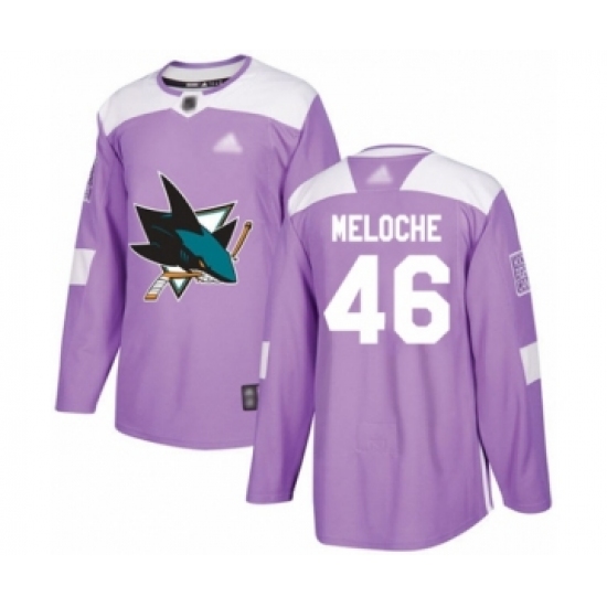 Men's San Jose Sharks #46 Nicolas Meloche Authentic Purple Fights Cancer Practice Hockey Jersey - Ujersey