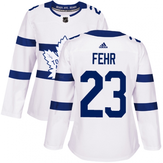 Women's Adidas Toronto Maple Leafs #23 Eric Fehr Authentic White 2018 Stadium Series NHL Jersey - Ujersey