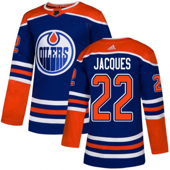 Youth Adidas Edmonton Oilers #22 Jean-Francois Jacques Authentic Royal Blue Alternate NHL Jersey - Ujersey