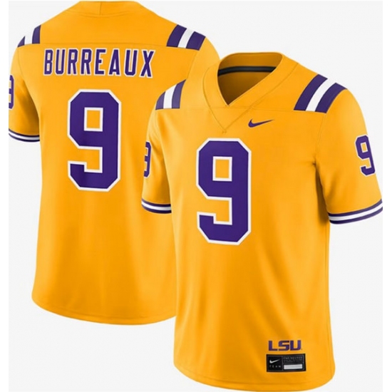 Men's LSU Tigers #9 Joe Burrow Gold Limited Stitched Game Jersey - Ujersey