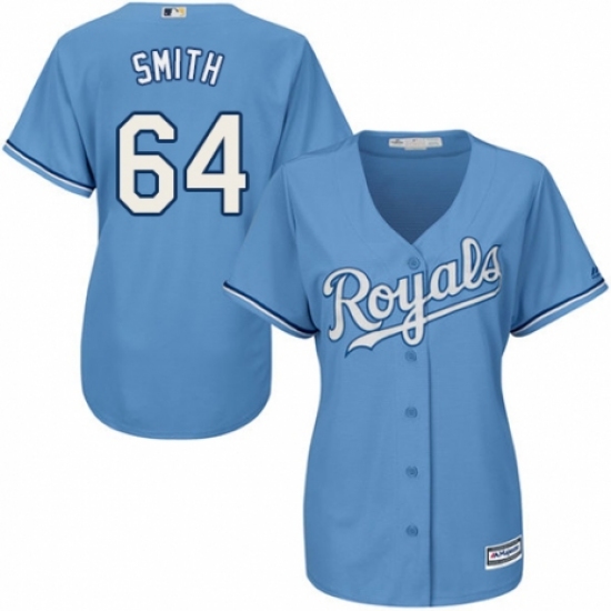 Women's Majestic Kansas City Royals #64 Burch Smith Replica Light Blue Alternate 1 Cool Base MLB Jersey - Ujersey