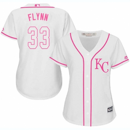 Women's Majestic Kansas City Royals #33 Brian Flynn Replica White Fashion Cool Base MLB Jersey - Ujersey