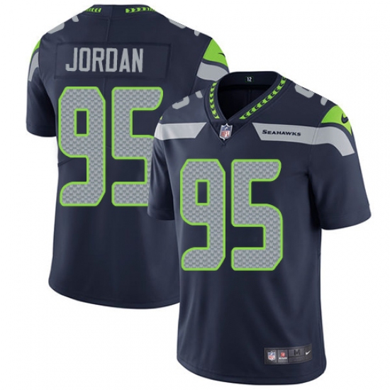 Men's Nike Seattle Seahawks #95 Dion Jordan Steel Blue Team Color Vapor Untouchable Limited Player NFL Jersey - Ujersey