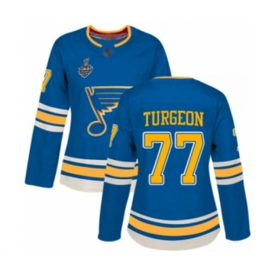 Women's St. Louis Blues #77 Pierre Turgeon Authentic Navy Blue Alternate 2019 Stanley Cup Final Bound Hockey Jersey