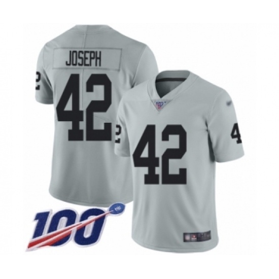 Youth Oakland Raiders #42 Karl Joseph Limited Silver Inverted Legend 100th Season Football Jersey