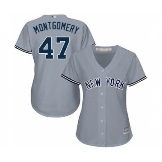 Women's New York Yankees #47 Jordan Montgomery Authentic Grey Road Baseball Player Jersey - Ujersey