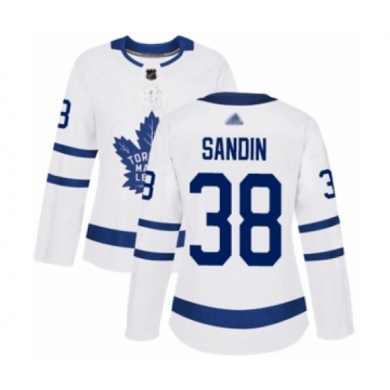 Women's Toronto Maple Leafs #38 Rasmus Sandin Authentic White Away Hockey Jersey - Ujersey