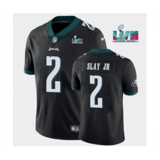 Men's Philadelphia Eagles #2 Darius Slay JR Black Super Bowl LVII Patch Vapor Untouchable Limited Stitched Jersey - Ujersey