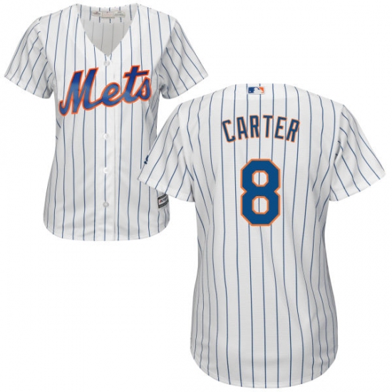 Women's Majestic New York Mets #8 Gary Carter Replica White Home Cool Base MLB Jersey - Ujersey