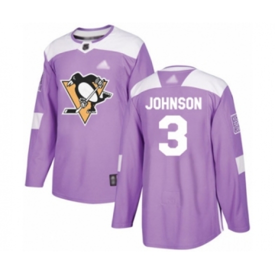 Youth Pittsburgh Penguins #3 Jack Johnson Authentic Purple Fights Cancer Practice Hockey Jersey - Ujersey