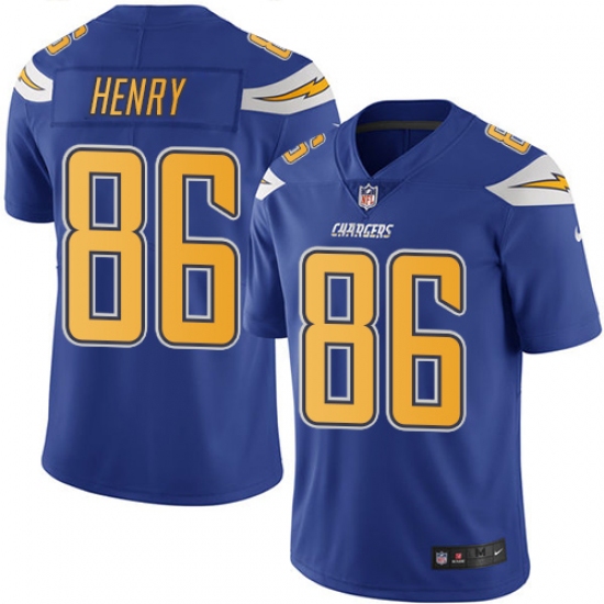 Youth Nike Los Angeles Chargers #86 Hunter Henry Limited Electric Blue Rush Vapor Untouchable NFL Jersey - Ujersey
