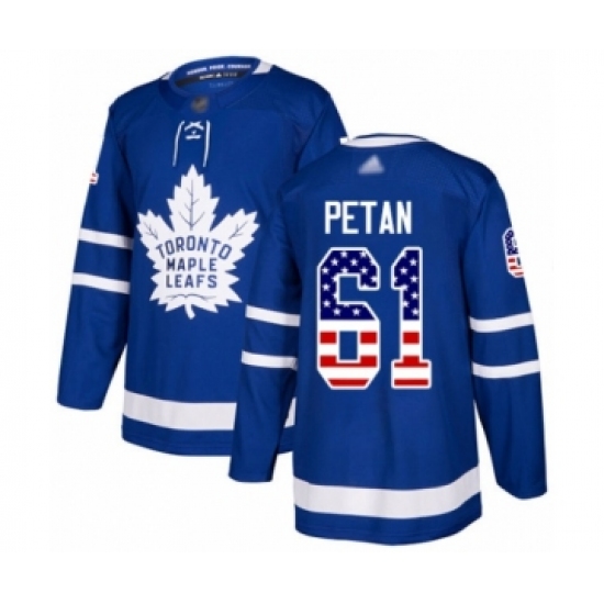 Men's Toronto Maple Leafs #61 Nic Petan Authentic Royal Blue USA Flag Fashion Hockey Jersey - Ujersey