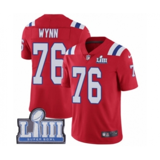Men's Nike New England Patriots #76 Isaiah Wynn Red Alternate Vapor Untouchable Limited Player Super Bowl LIII Bound NFL Jersey - Ujersey