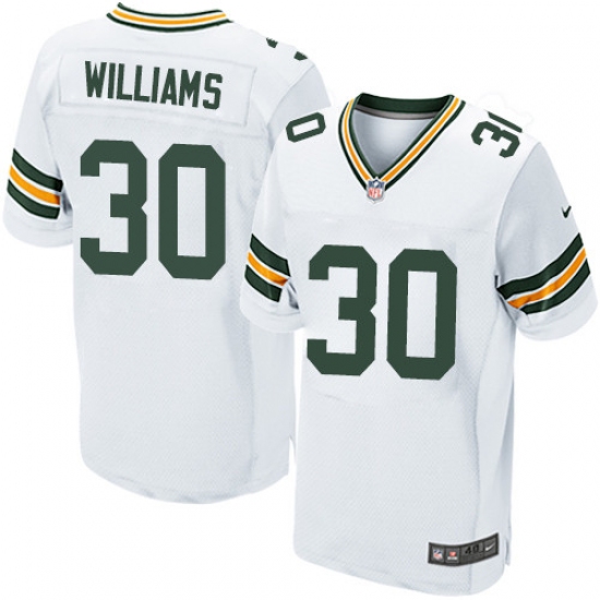 Men's Nike Green Bay Packers #30 Jamaal Williams Elite White NFL Jersey - Ujersey