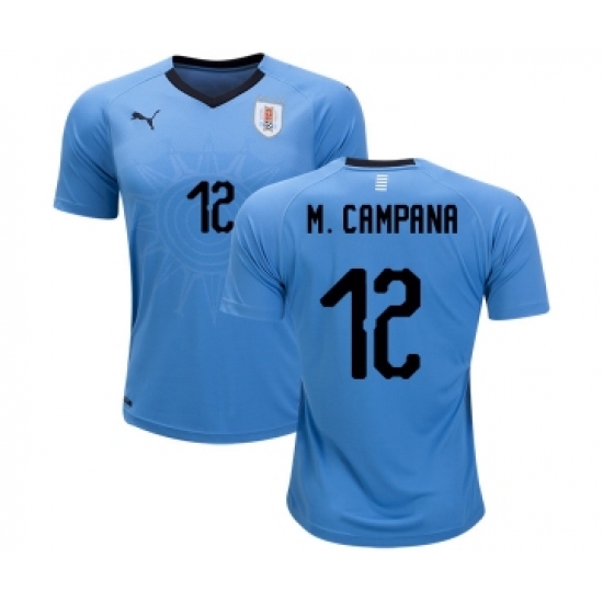 Uruguay #12 M.Campana Home Soccer Country Jersey