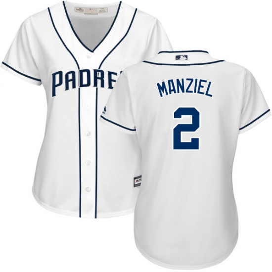 Women's Majestic San Diego Padres #2 Johnny Manziel Replica White Home Cool Base MLB Jersey - Ujersey