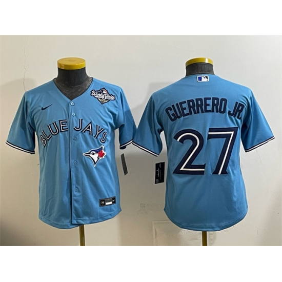 Youth Toronto Blue Jays #27 Vladimir Guerrero Jr. Blue 2025 World Series Cool Base Stitched Baseball Jersey - Ujersey