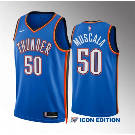 Men's Oklahoma City Thunder #50 Mike Muscala Blue Icon Edition Stitched Basketball Jersey - Ujersey