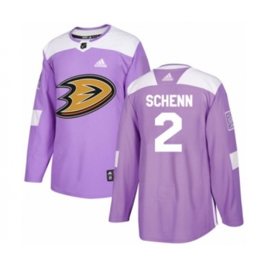 Men's Adidas Anaheim Ducks #2 Luke Schenn Authentic Purple Fights Cancer Practice NHL Jersey - Ujersey