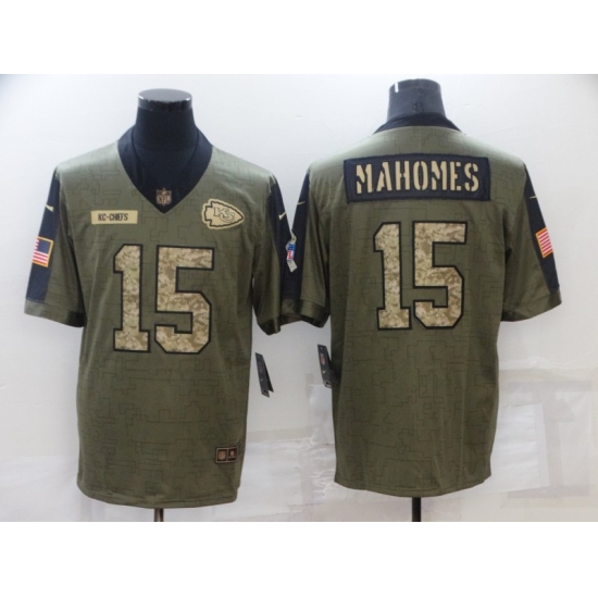 Men's Kansas City Chiefs #15 Patrick Mahomes Nike Camo 2021 Salute To Service Limited Player Jersey - Ujersey