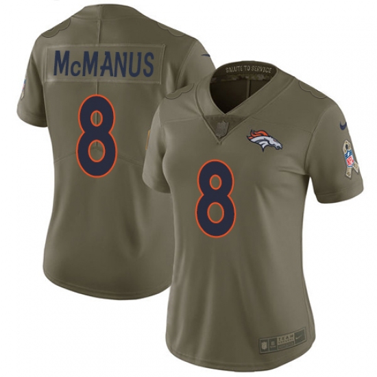Women's Nike Denver Broncos #8 Brandon McManus Limited Olive 2017 Salute to Service NFL Jersey - Ujersey