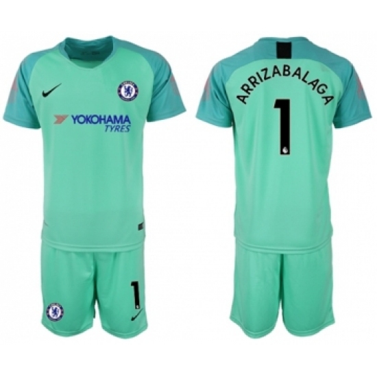 Chelsea #1 Arrizabalaga Green Goalkeeper Soccer Club Jersey