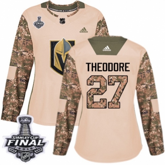 Women's Adidas Vegas Golden Knights #27 Shea Theodore Authentic Camo Veterans Day Practice 2018 Stanley Cup Final NHL Jersey - Ujersey