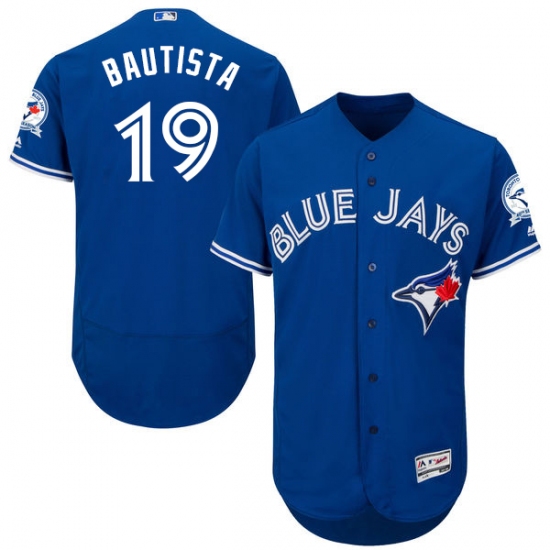 Men's Majestic Toronto Blue Jays #19 Jose Bautista Blue Alternate Flex Base Authentic Collection MLB Jersey - Ujersey
