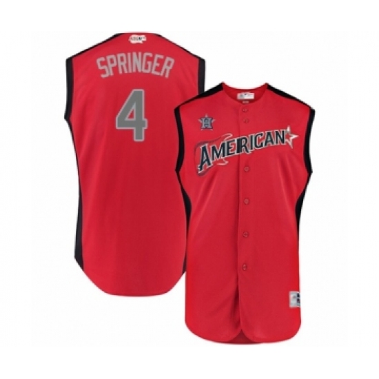 Men's Houston Astros #4 George Springer Authentic Red American League 2019 Baseball All-Star Jersey - Ujersey