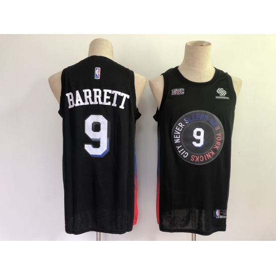 Men's New York Knicks #9 RJ Barrett Black Nike City Player Jersey - Ujersey