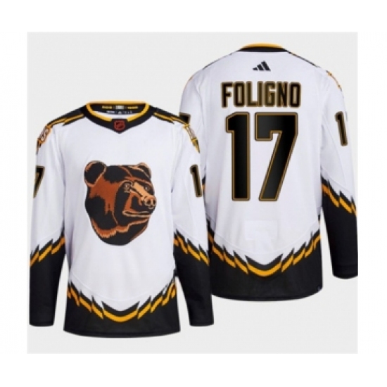 Men's Boston Bruins #17 Nick Foligno White 2022-23 Reverse Retro Stitched Jersey - Ujersey