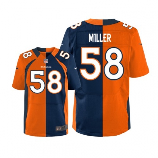 Men's Nike Denver Broncos #58 Von Miller Elite Orange/Navy Split Fashion NFL Jersey - Ujersey