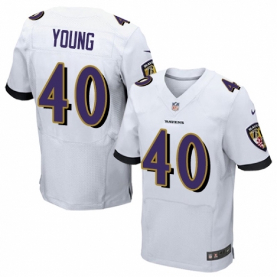Men's Nike Baltimore Ravens #40 Kenny Young Elite White NFL Jersey - Ujersey