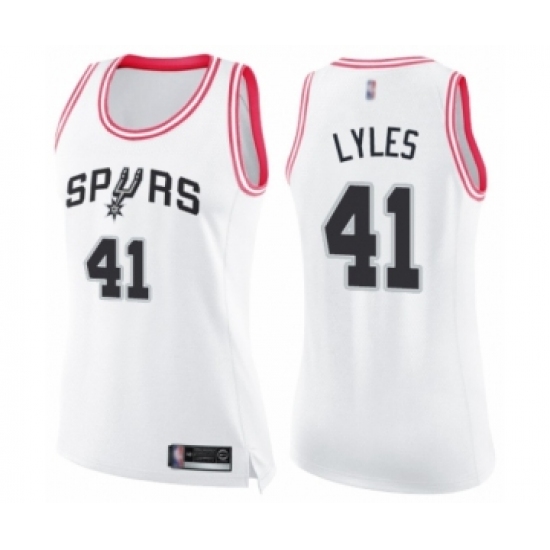 Women's San Antonio Spurs #41 Trey Lyles Swingman White Pink Fashion Basketball Jersey - Ujersey