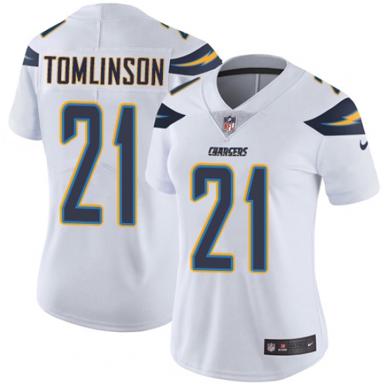 Women's Nike Los Angeles Chargers #21 LaDainian Tomlinson White Vapor Untouchable Limited Player NFL Jersey - Ujersey