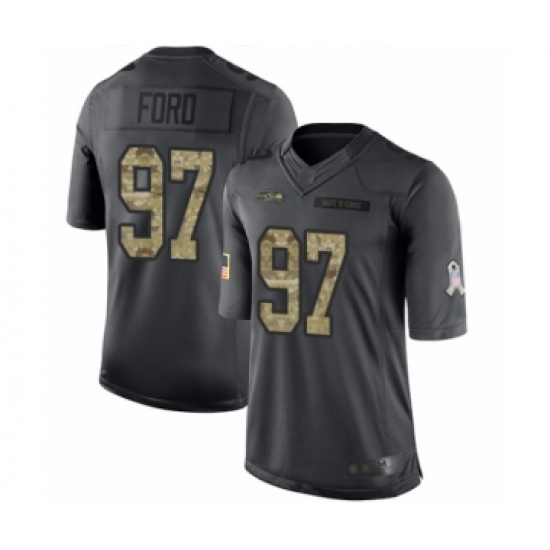 Youth Seattle Seahawks #97 Poona Ford Limited Black 2016 Salute to Service Football Jersey - Ujersey