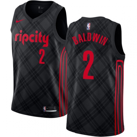 Youth Nike Portland Trail Blazers #2 Wade Baldwin Swingman Black NBA Jersey - City Edition - Ujersey