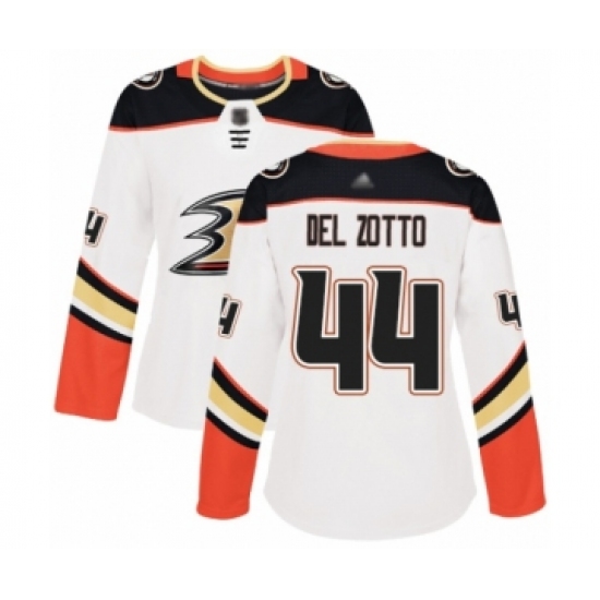 Women's Anaheim Ducks #44 Michael Del Zotto Authentic White Away Hockey Jersey - Ujersey