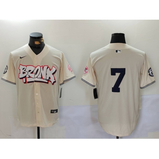 Men's New York Yankees #7 Mickey Mantle Cream Limited Stitched Baseball Jersey - ujerseystore