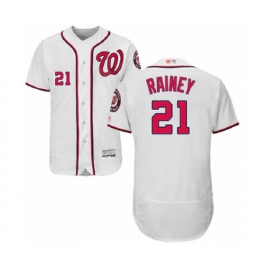 Men's Washington Nationals #21 Tanner Rainey White Home Flex Base Authentic Collection Baseball Player Jersey - Ujersey