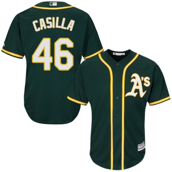 Youth Majestic Oakland Athletics #46 Santiago Casilla Authentic Green Alternate 1 Cool Base MLB Jersey - Ujersey