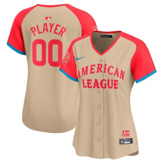 Women's American League Active Player Custom Cream 2024 All-Star Limited Stitched Baseball Jersey(Run Small) - Ujersey