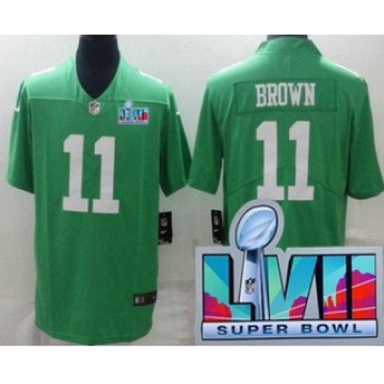 Men's Philadelphia Eagles #11 AJ Brown Limited Green Rush Super Bowl LVII Vapor Jersey - Ujersey
