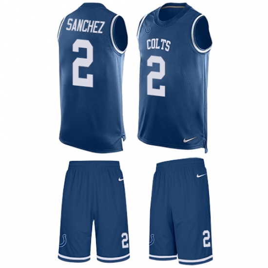 Men's Nike Indianapolis Colts #2 Rigoberto Sanchez Limited Royal Blue Tank Top Suit NFL Jersey - Ujersey