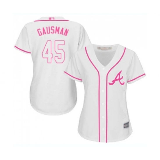 Women's Atlanta Braves #45 Kevin Gausman Replica White Fashion Cool Base Baseball Jersey