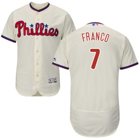 Men's Majestic Philadelphia Phillies #7 Maikel Franco Cream Alternate Flex Base Authentic Collection MLB Jersey - Ujersey