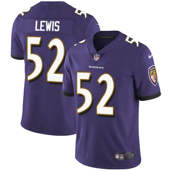 Youth Nike Baltimore Ravens #52 Ray Lewis Purple Team Color Vapor Untouchable Limited Player NFL Jersey - Ujersey