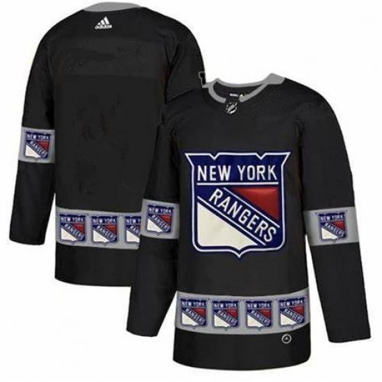 Men's New York Rangers Black Blank Team Logos Fashion Adidas Jersey - Ujersey