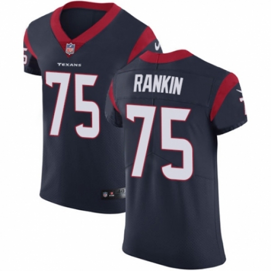 Men's Nike Houston Texans #75 Martinas Rankin Navy Blue Team Color Vapor Untouchable Elite Player NFL Jersey - Ujersey