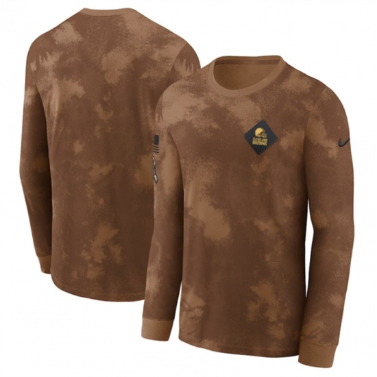 Men's Cleveland Browns Brown 2023 Salute To Service Long Sleeve T Shirt - Ujersey